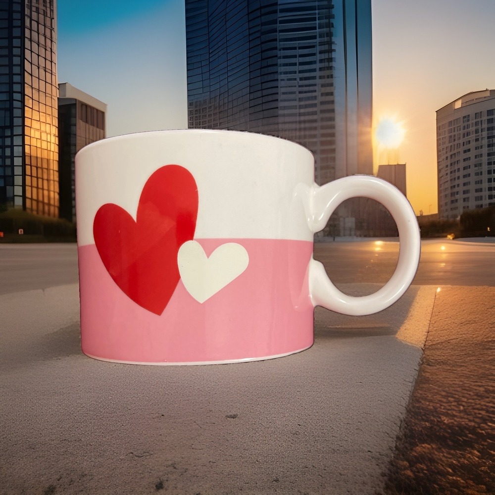 Starbucks Pink & White‎ Mug Red & White Hearts 12oz Love Gift Valentine's Day
